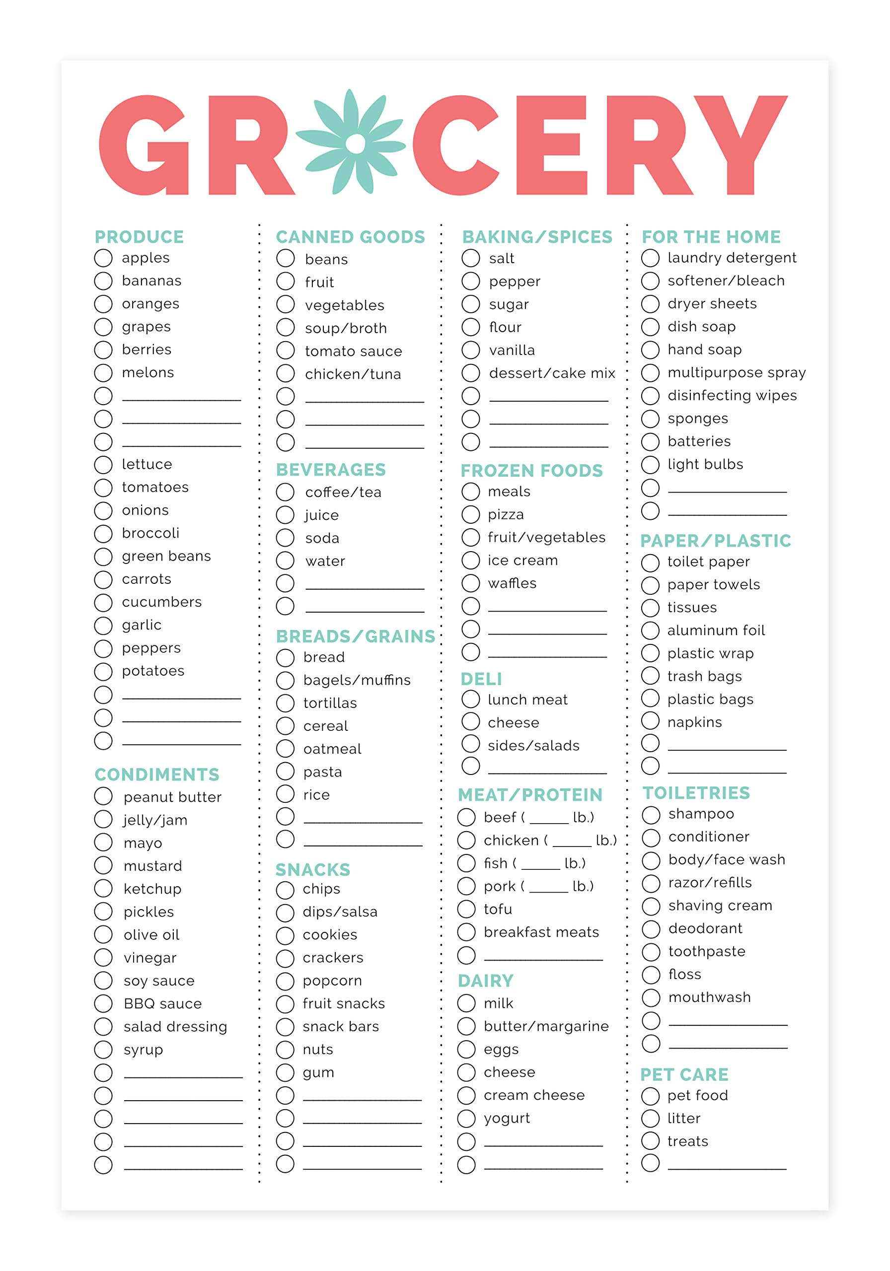 example of grocery shopping checklist template