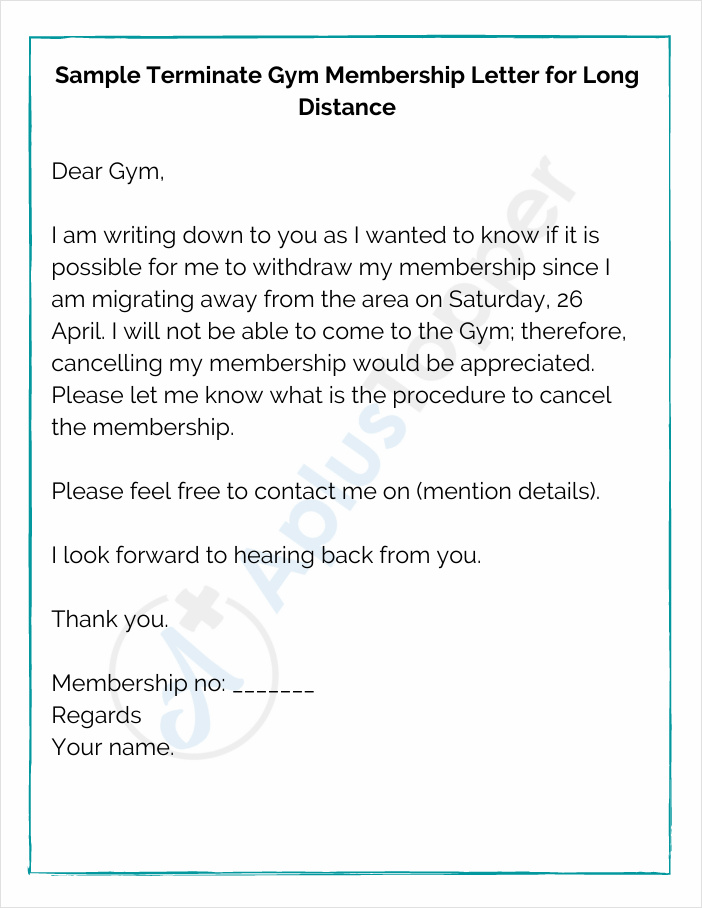 example of gym termination letter template