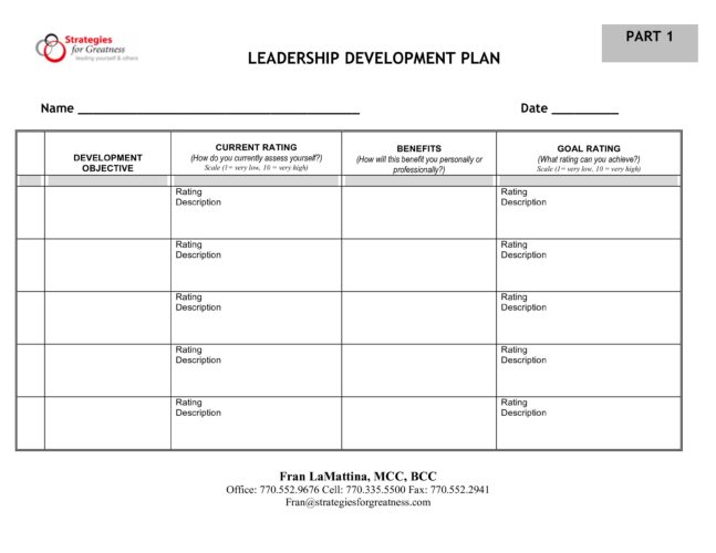 √ Leadership Action Plan Template