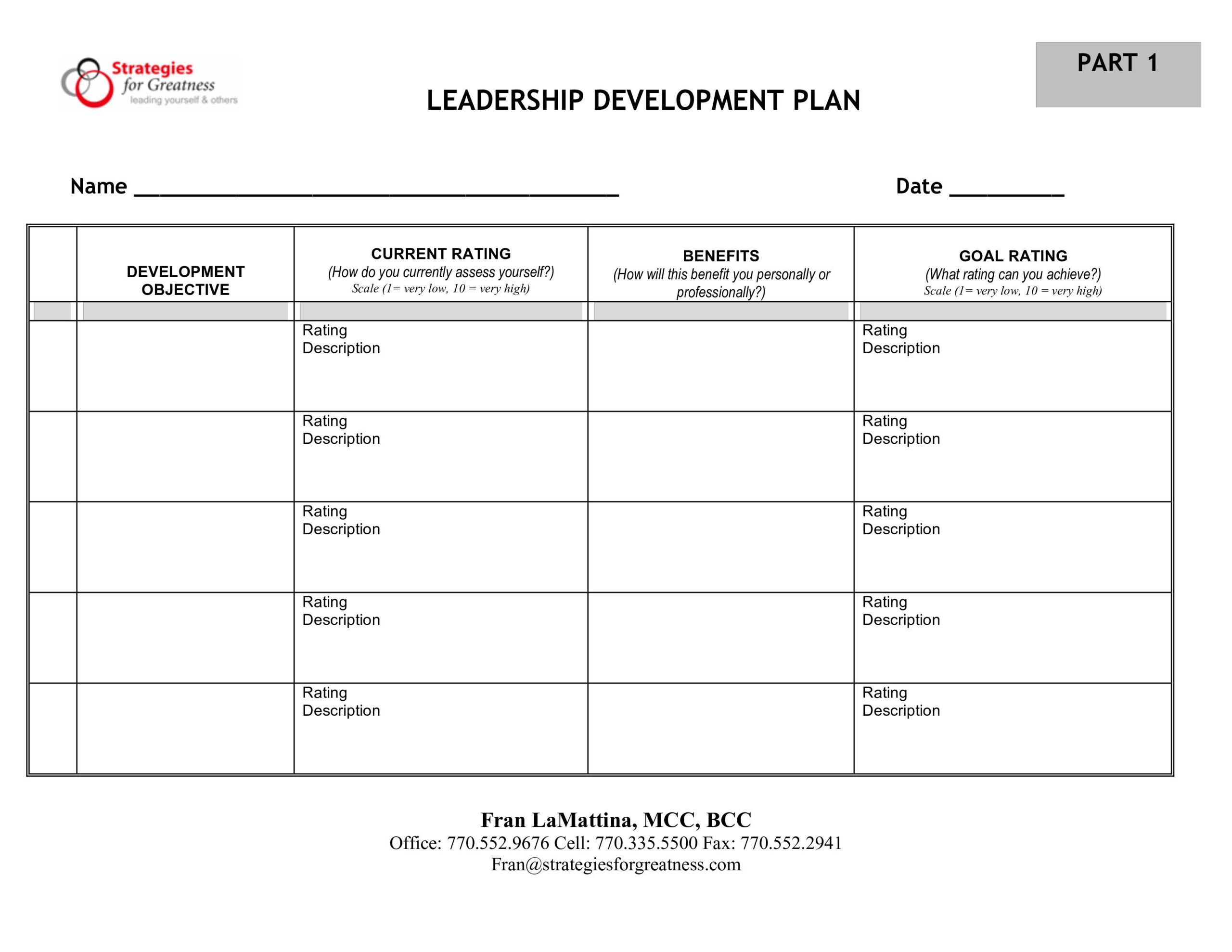 example of leadership action plan template