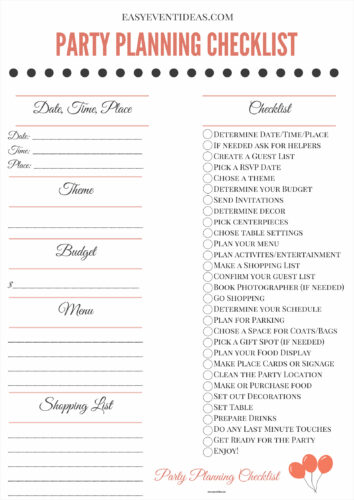 √ Free Printable Party Shopping Checklist Template