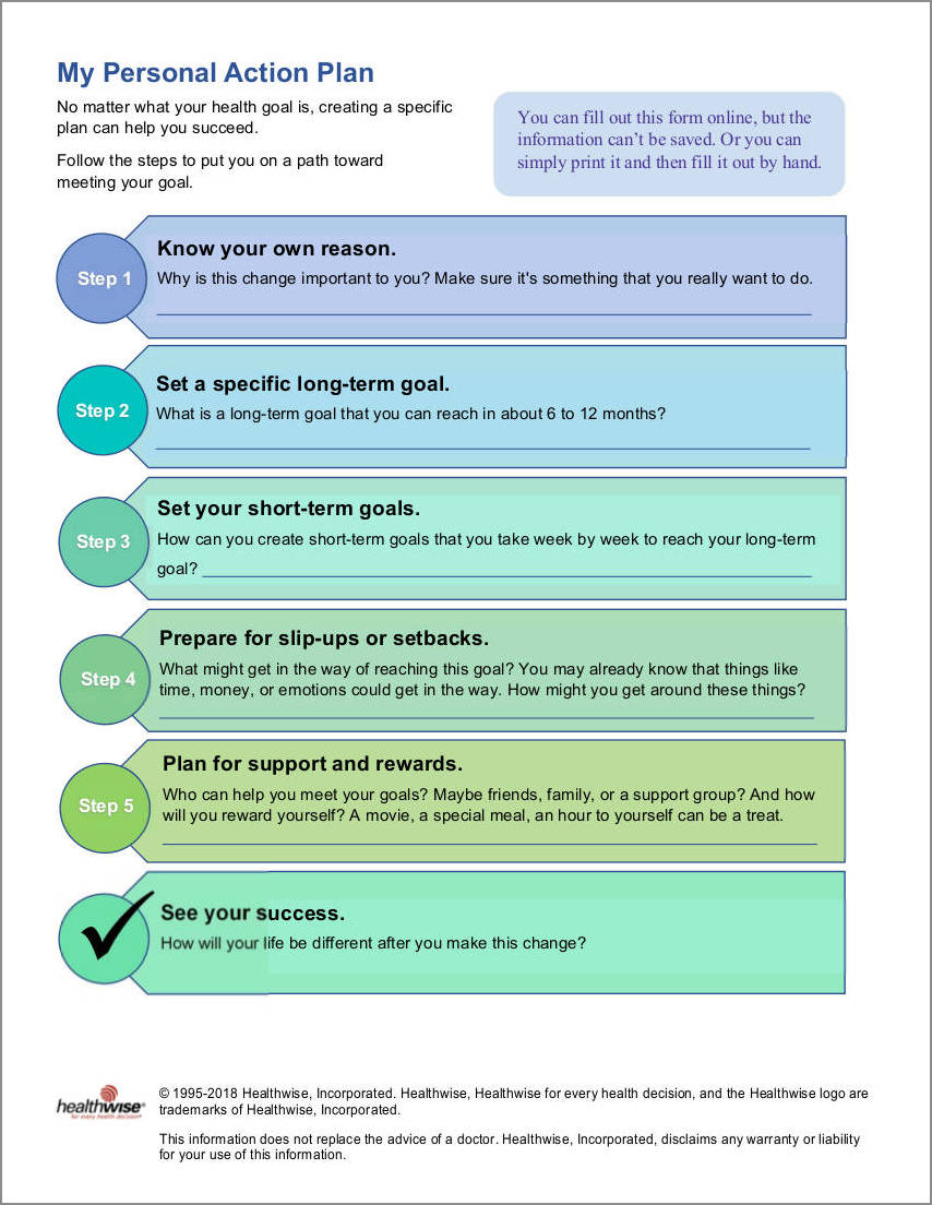 example of personal action plan template