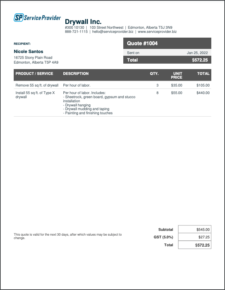 example of printable drywall repair estimate template