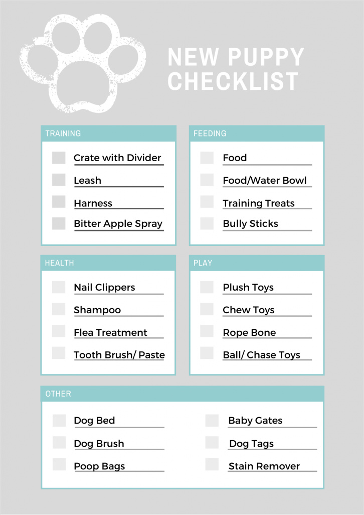 example of puppy shopping checklist template