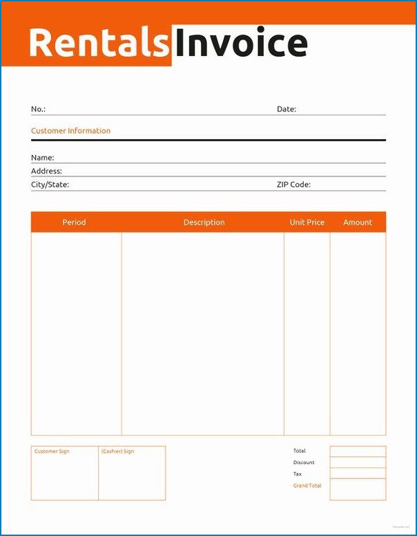 example of rent invoice template word