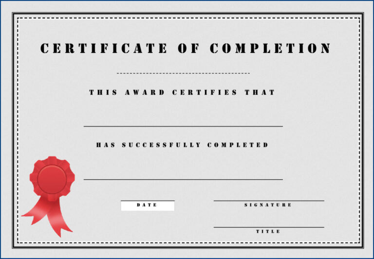 √ Training Certificate Of Completion Template