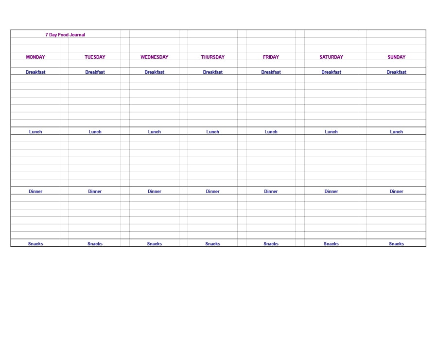 food journal template