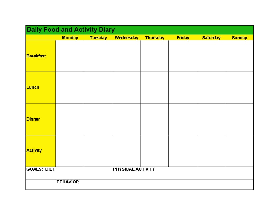 food journal template