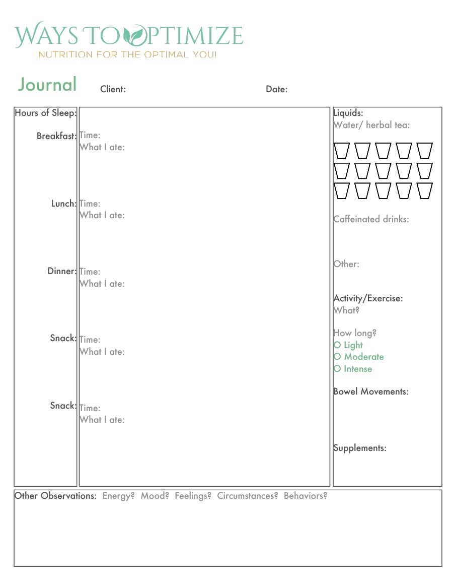 food journal template