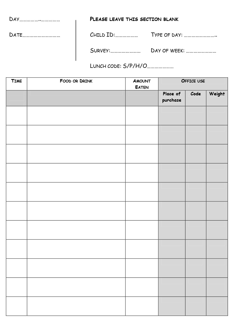 food journal template