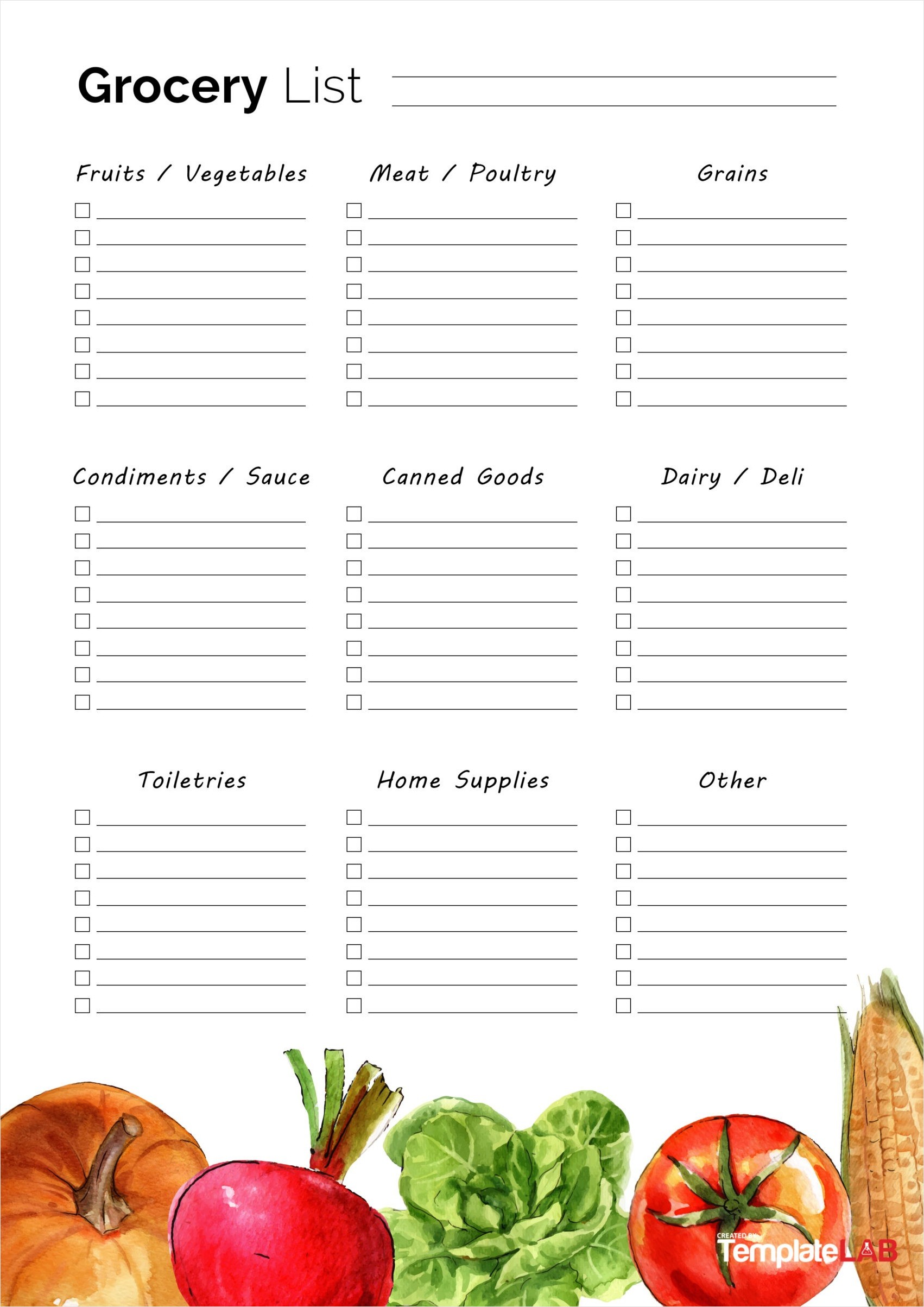 food shopping checklist template