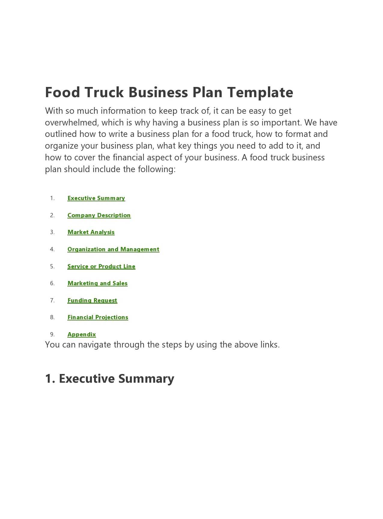 food truck business plan