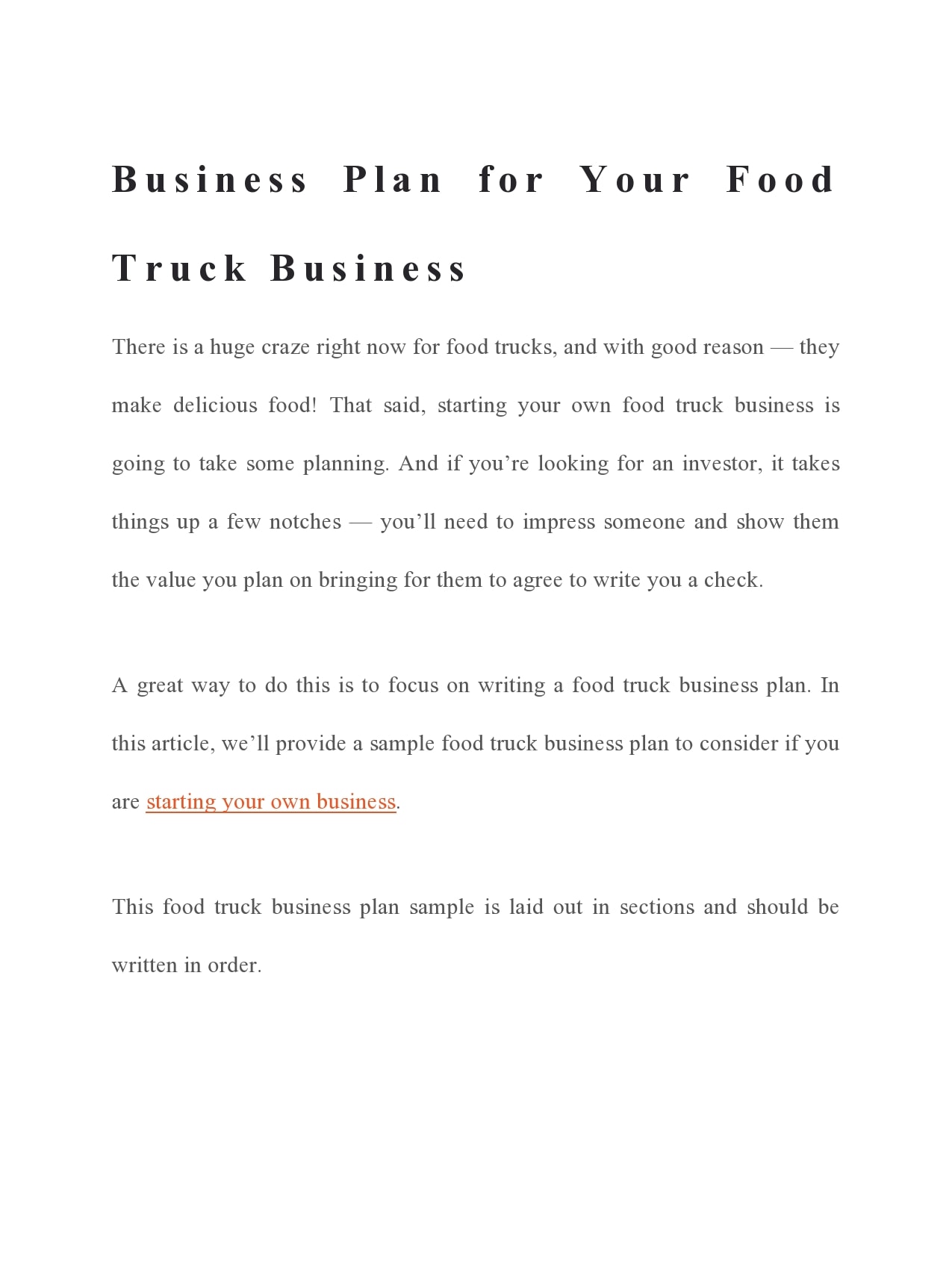 food truck business plan