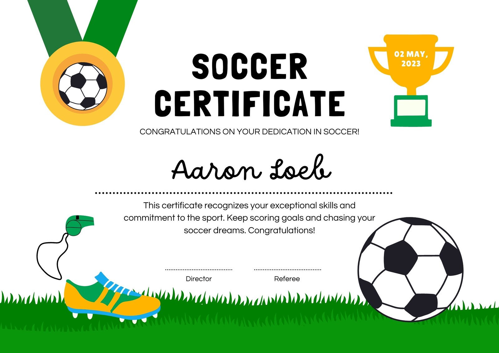 soccer award certificate template