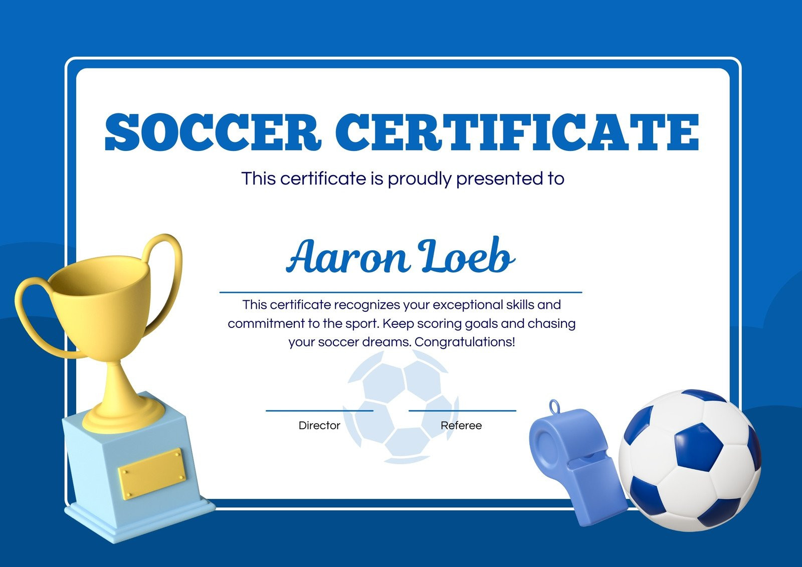 soccer award certificate template