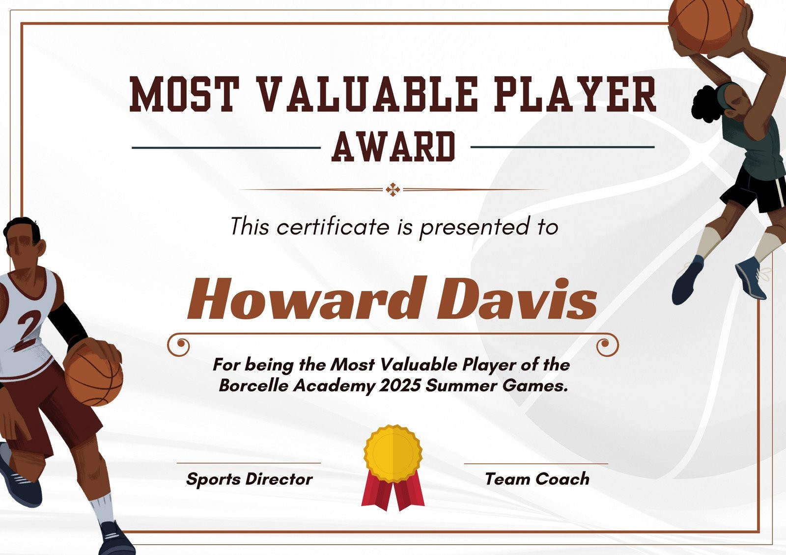 basketball award certificate template