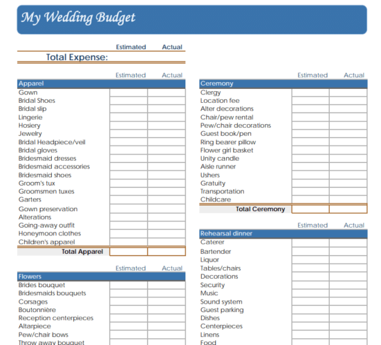 √ Wedding Budget Sheet Excel Template (Ready To Use)