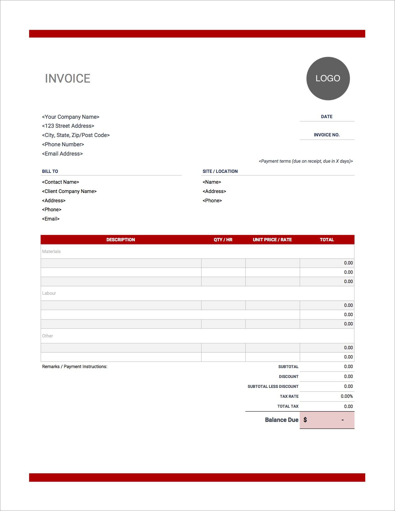 general contractor invoice template example