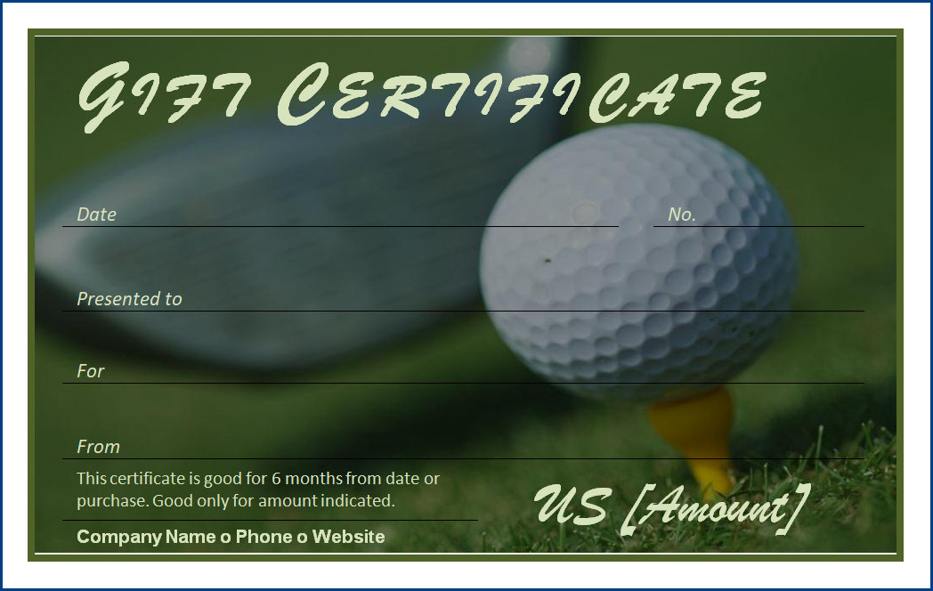 Responsive and adaptable golf gift certificate template design for various devices