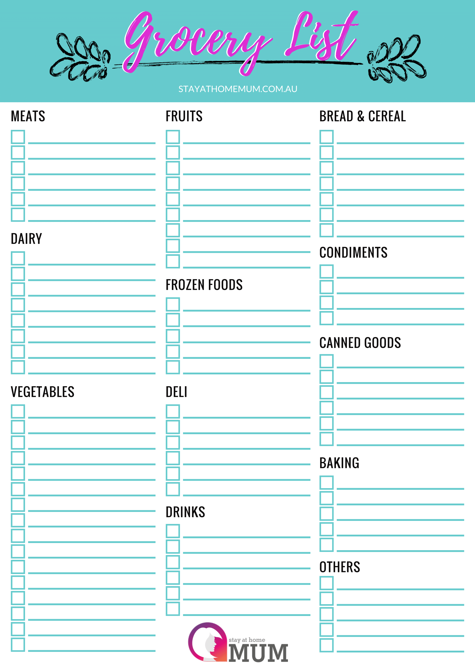 grocery shopping checklist template example