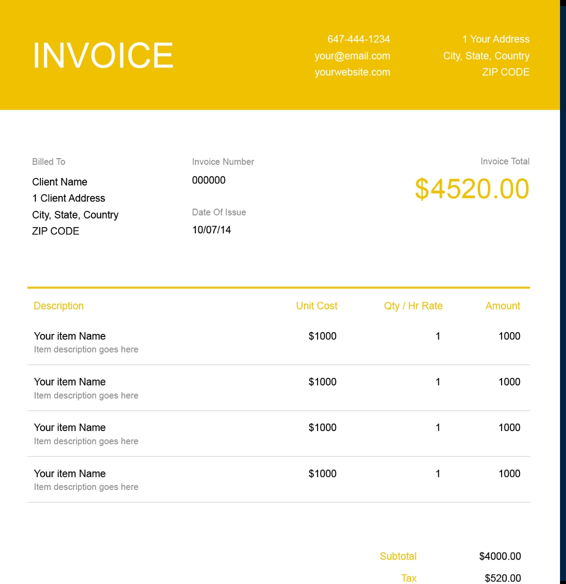 heating and cooling invoice template example