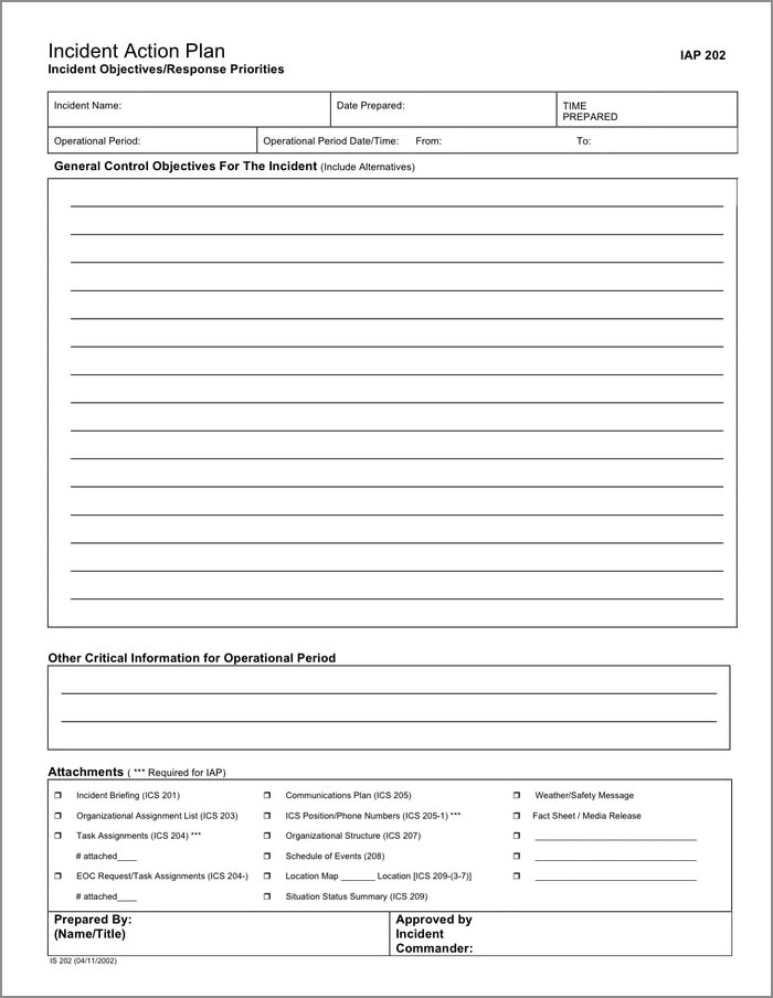 incident action plan template example