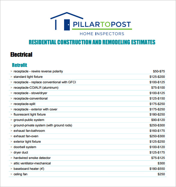 independent contractor estimate template example