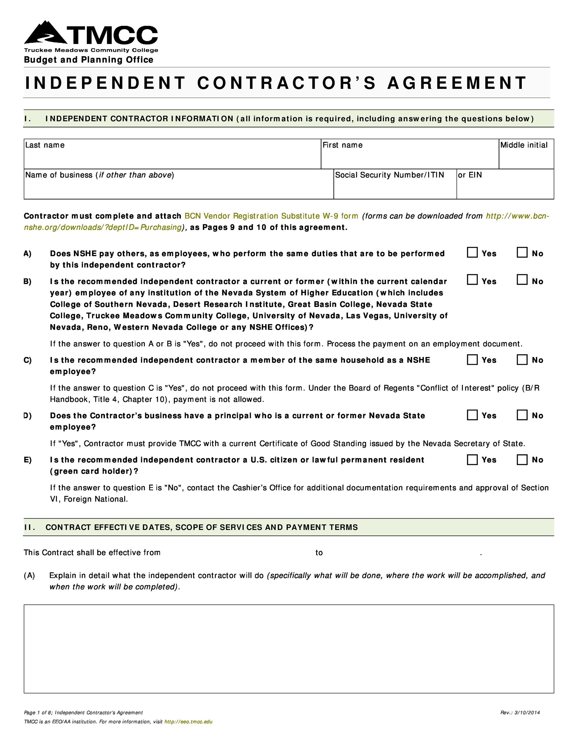 independent contractor estimate template sample