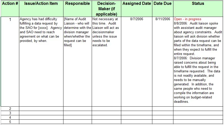 free printable simple issue log template in Word