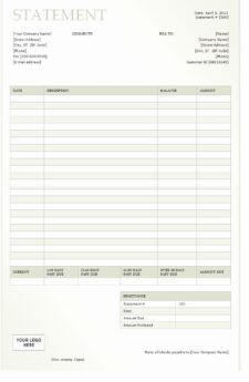 itemized billing statement template