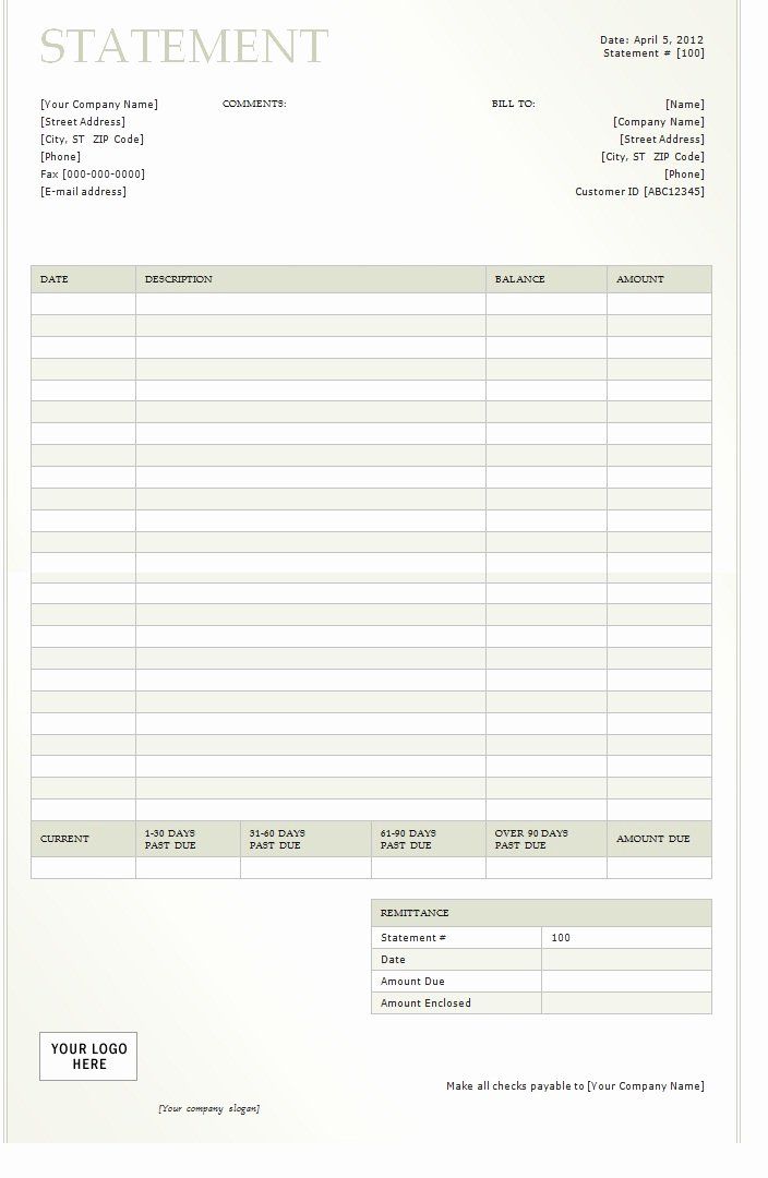 itemized billing statement template