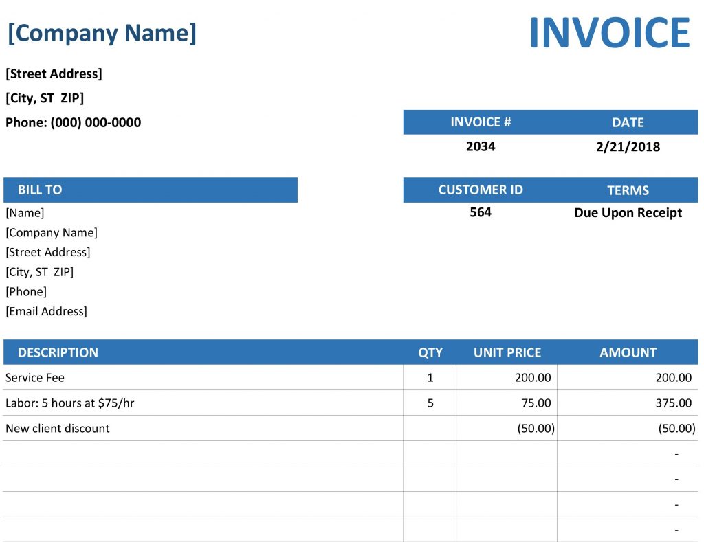 itemized invoice template sample