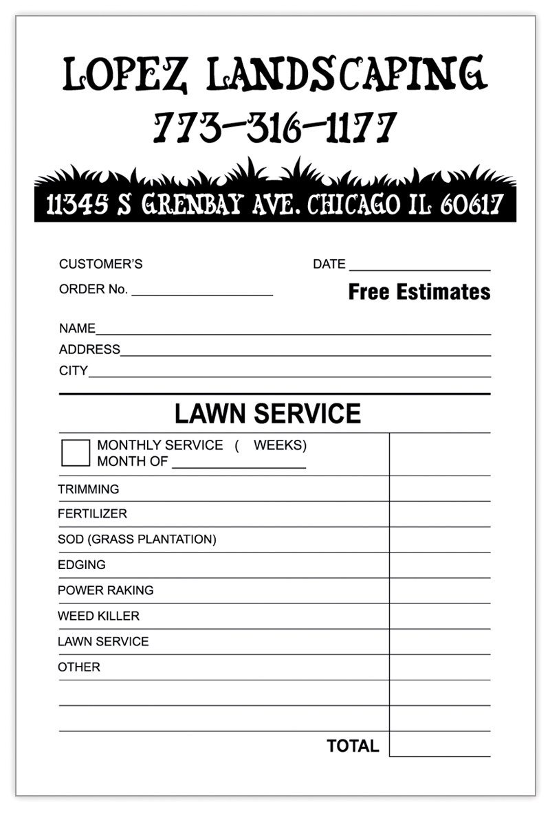 landscaping invoice template example