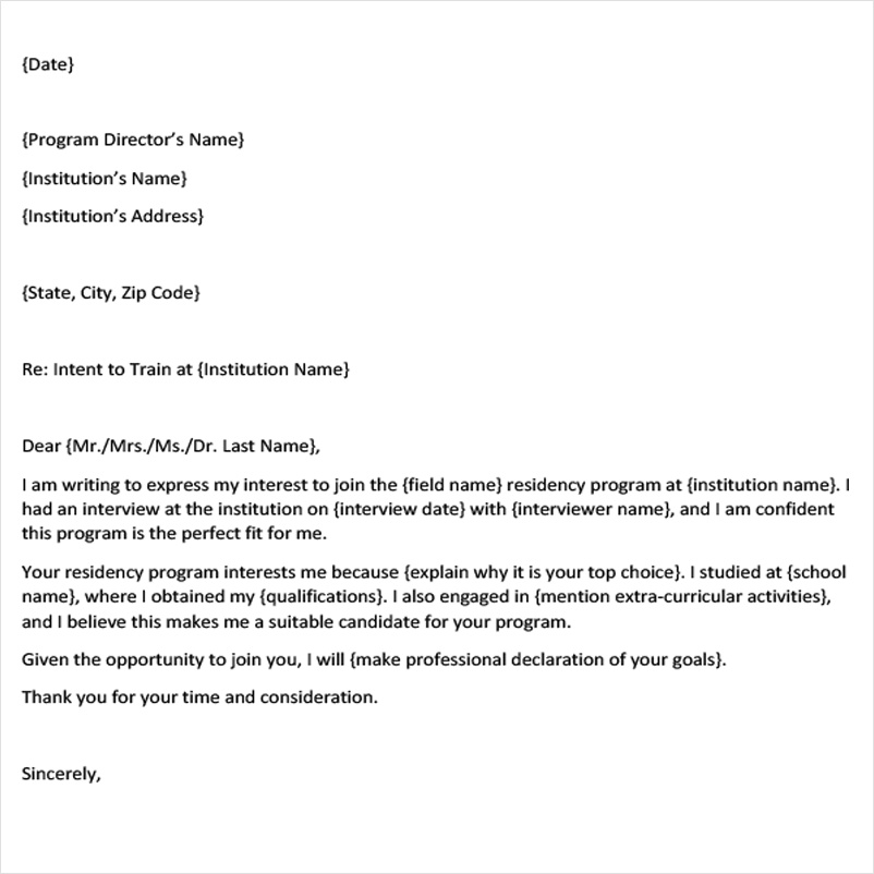 letter of interest template for residency program