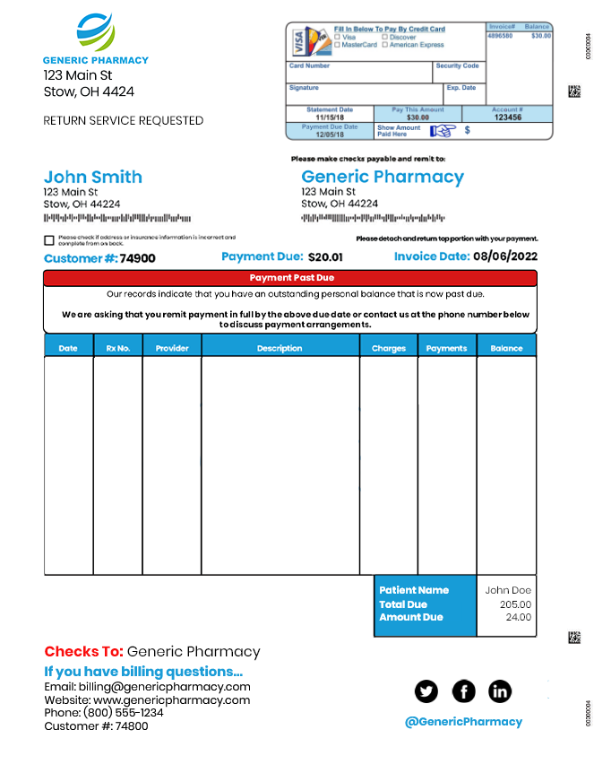 medical billing statement template example