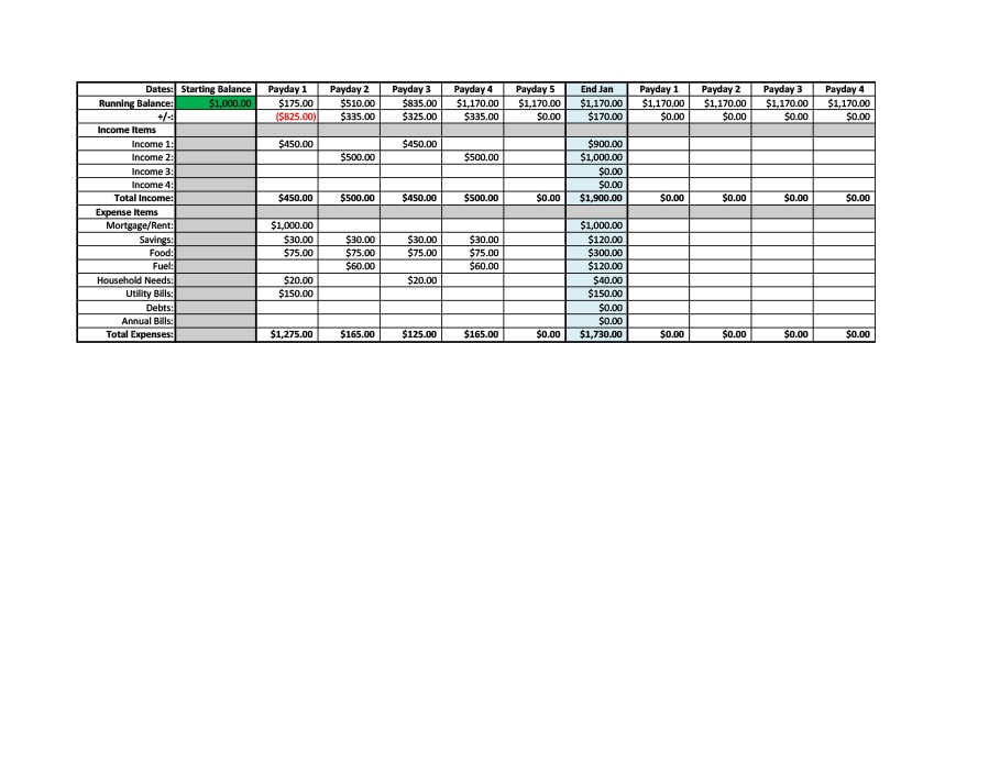 money management worksheet