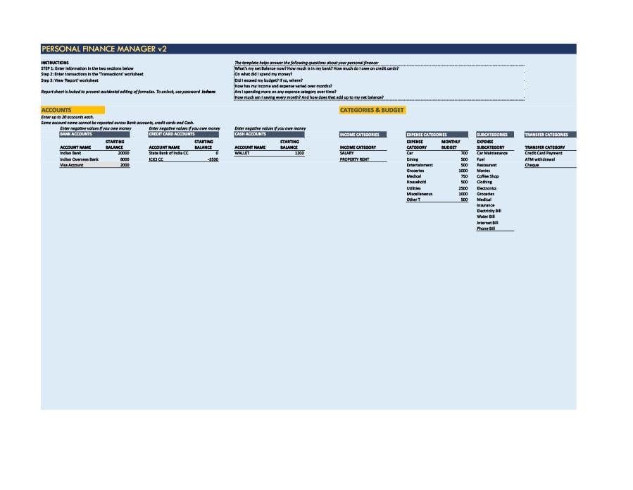 money management worksheet