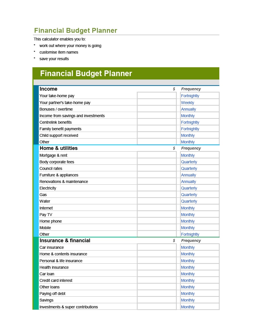 money management worksheet