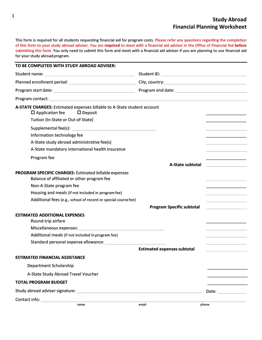 money management worksheet