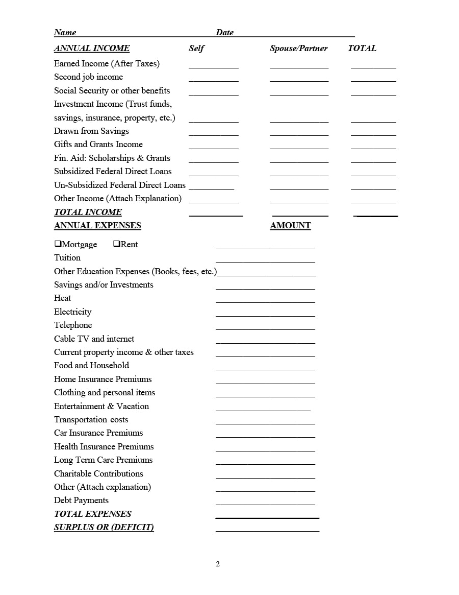 money management worksheet