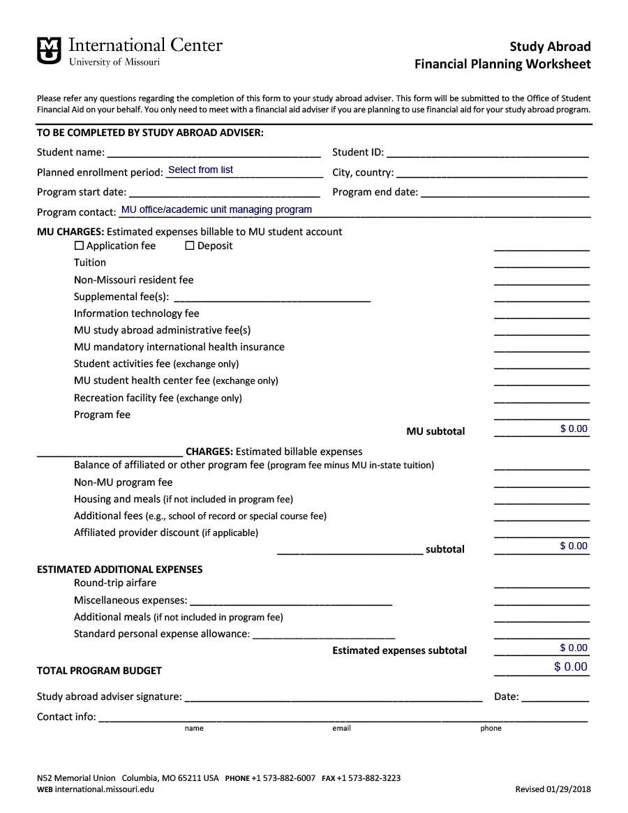 money management worksheet