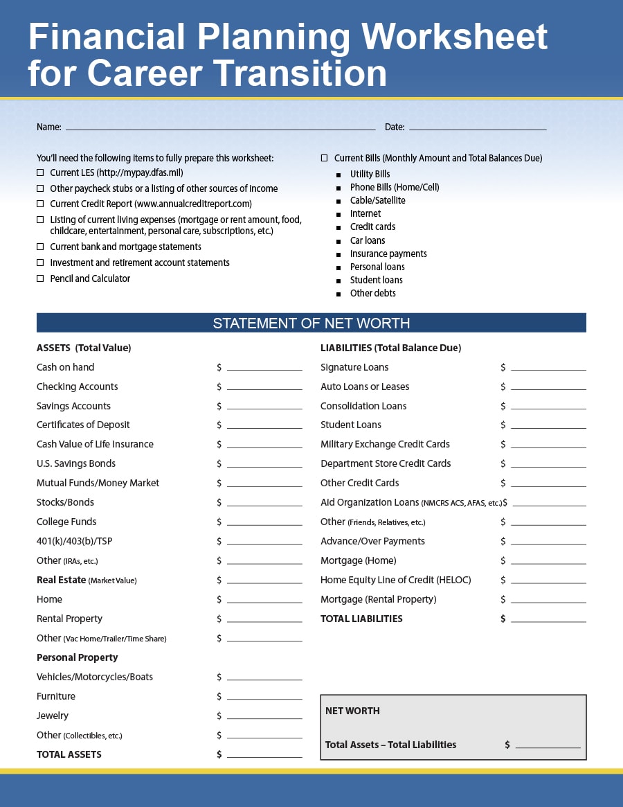 money management worksheet