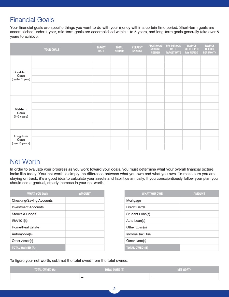 money management worksheet