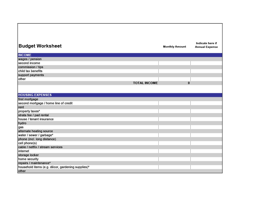 money management worksheet