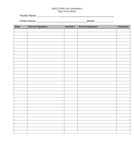 √ Childcare Sign-in Sheet (Free Printable Excel Template)