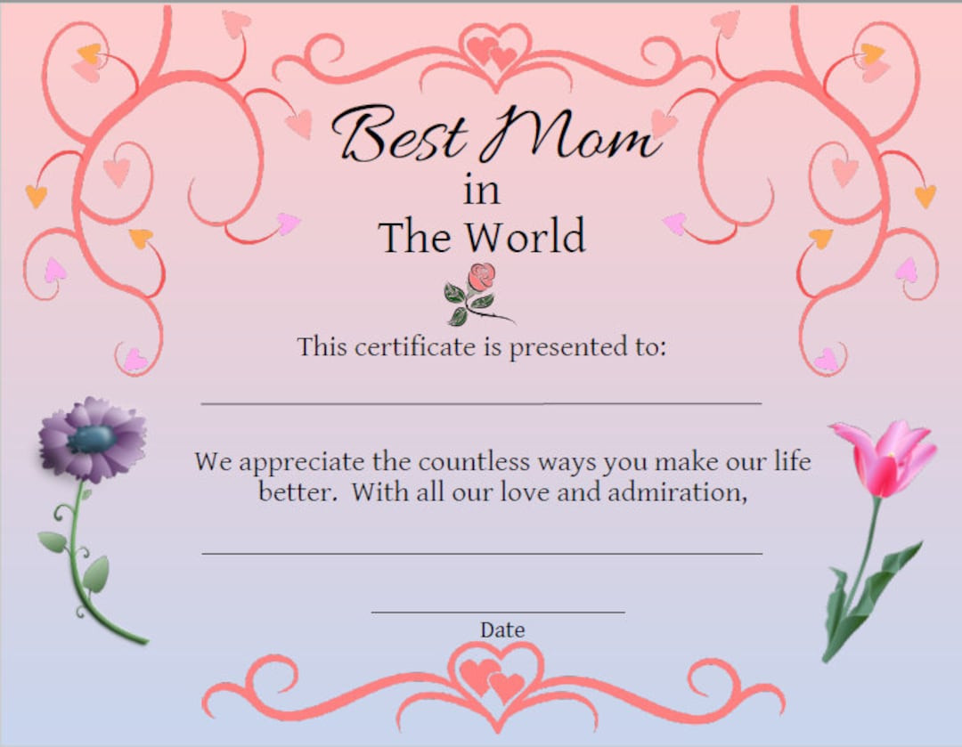 best mother award certificate template