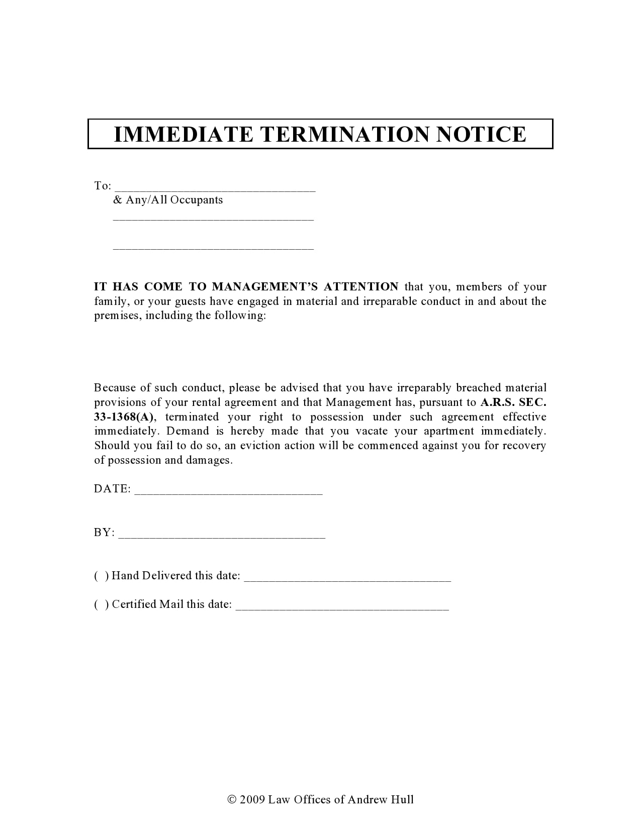 notice of termination