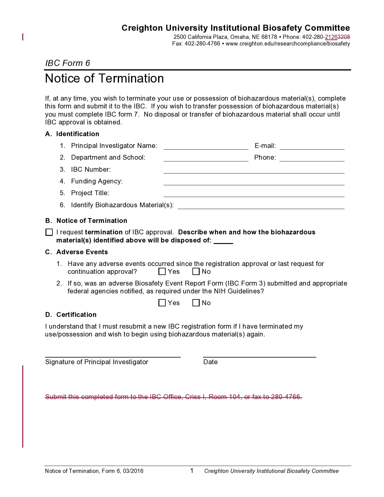 notice of termination