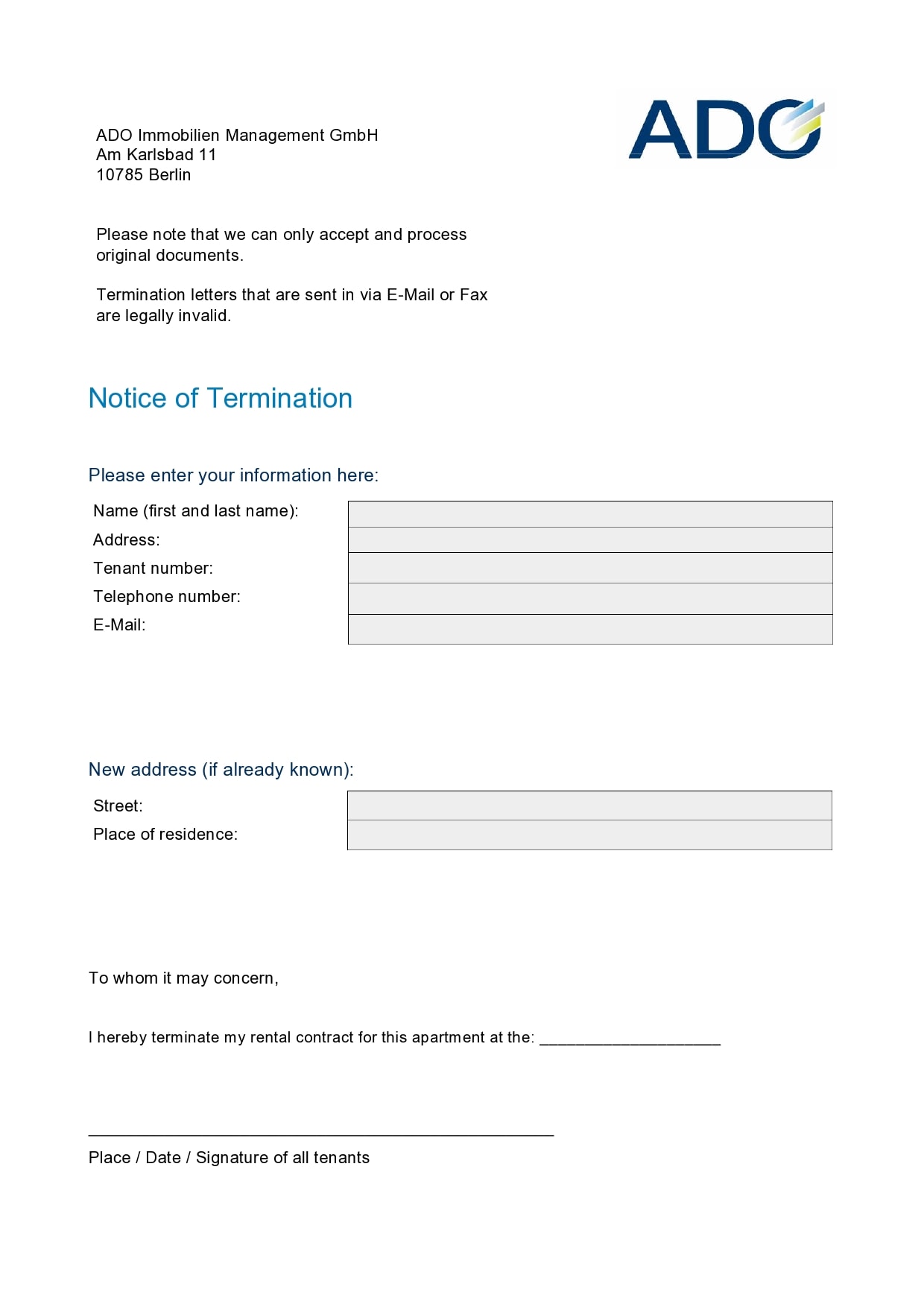 notice of termination