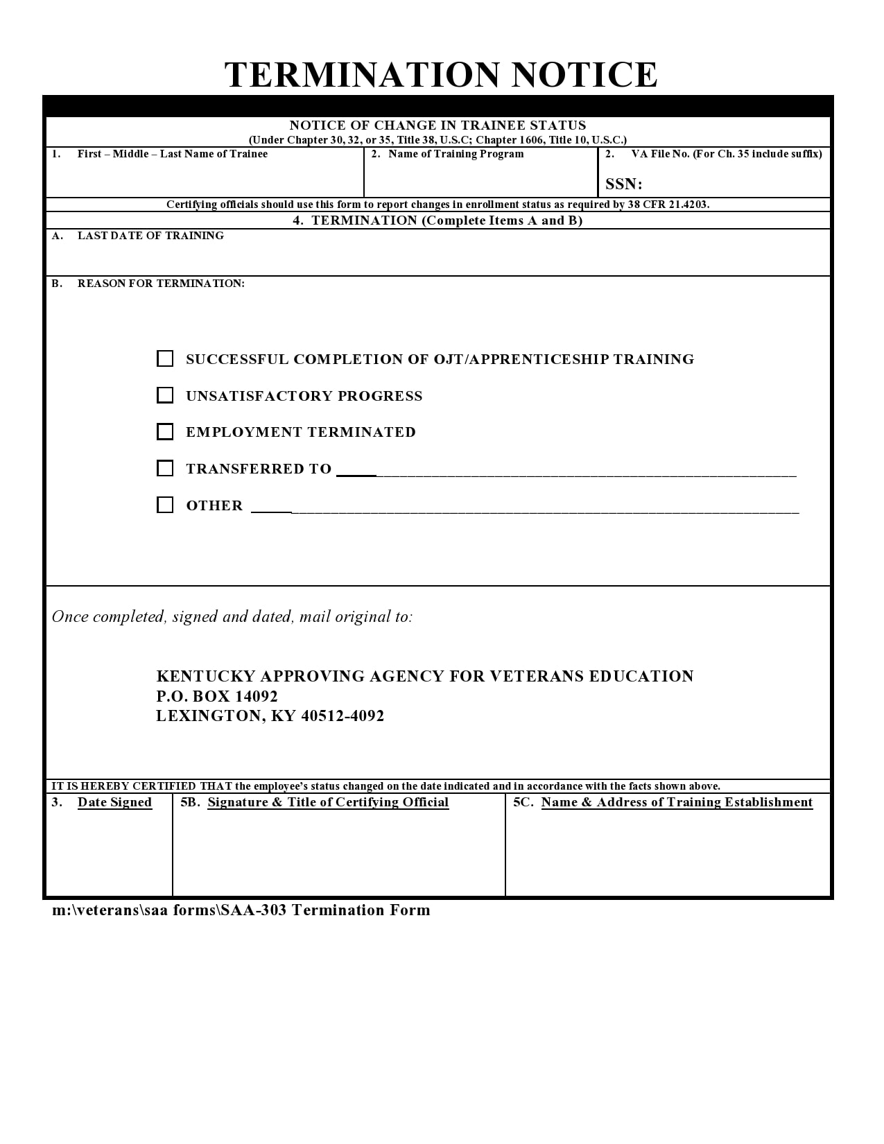 notice of termination